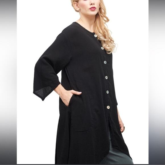 Oh My Gauze! Pico Cotton Royal Blue Button Down Jacket Top Size Small Medium - Picture 3 of 14